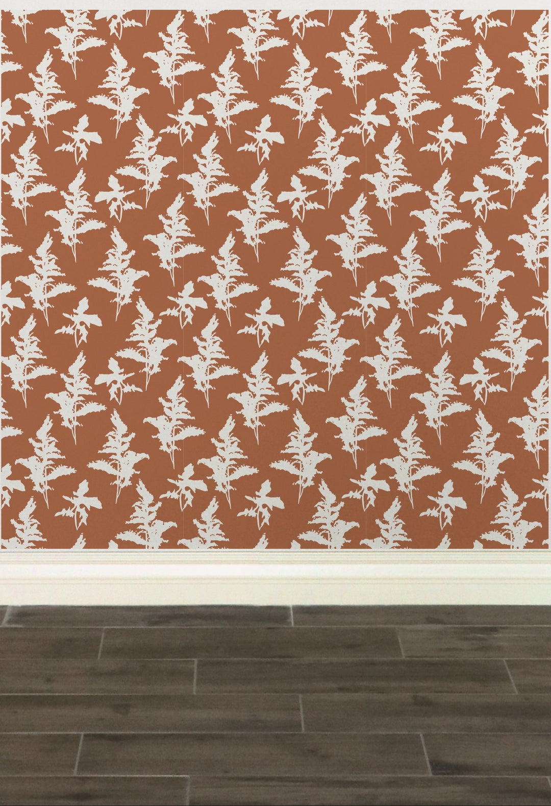 Rust Orange and White Peel and Stick Removable Wallpaper - Madame Cola Design 01O