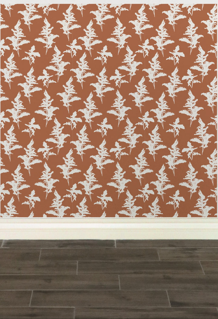 Rust Orange and White Peel and Stick Removable Wallpaper - Madame Cola Design 01O