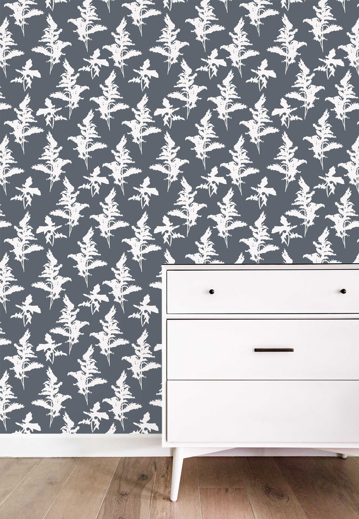 Blue and White Peel and Stick Removable Wallpaper - Madame Cola Design 01A