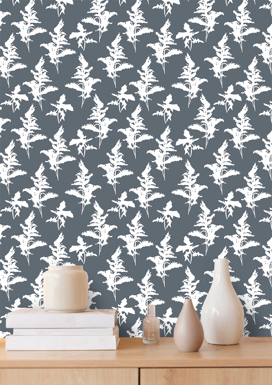 Blue and White Peel and Stick Removable Wallpaper - Madame Cola Design 01A