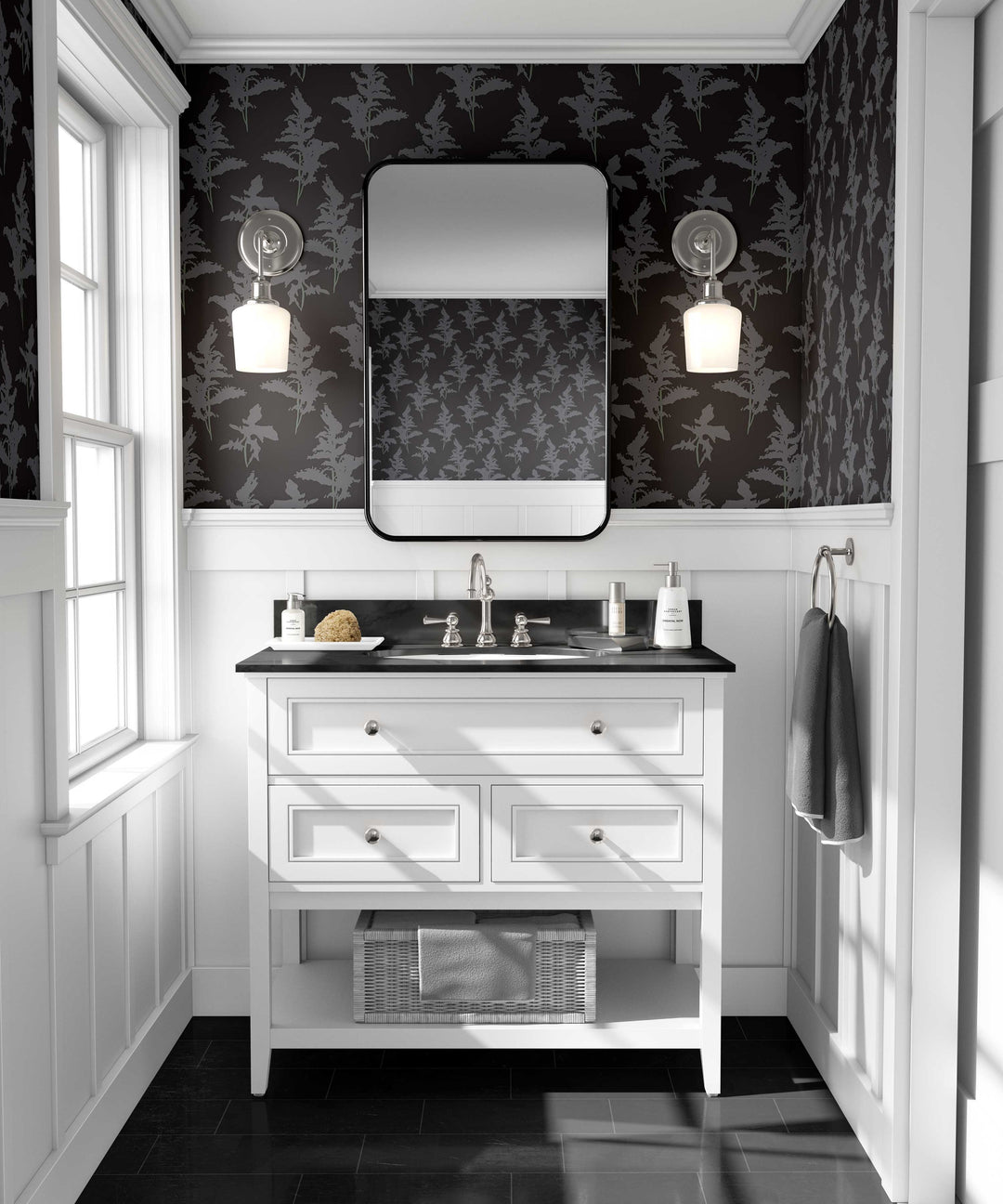 Black and Gray Peel and Stick Removable Wallpaper - Madame Cola Design 01K