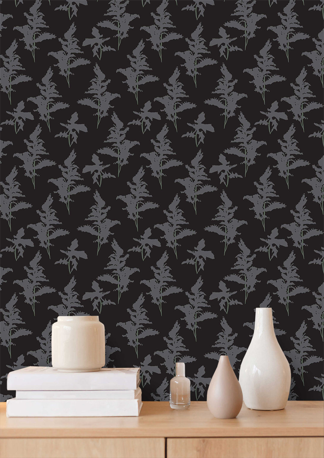 Black and Gray Peel and Stick Removable Wallpaper - Madame Cola Design 01K