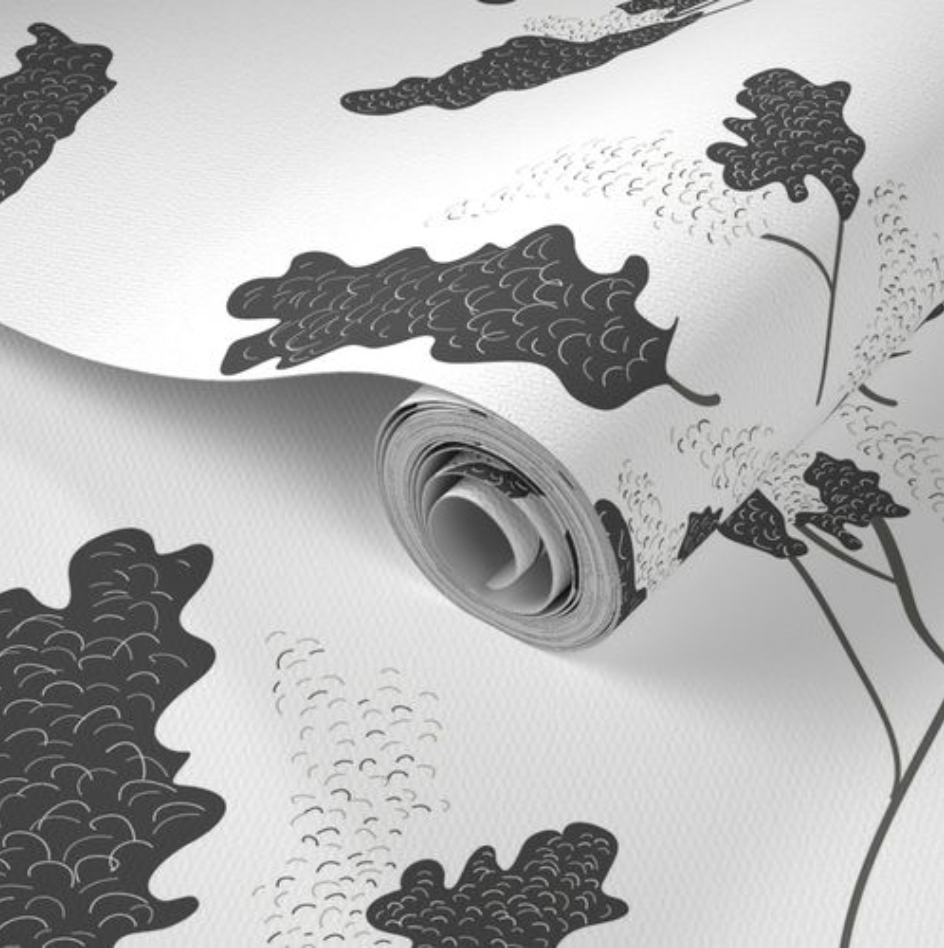 Wicker Park 02 Design - Black and White Floral Wallpaper