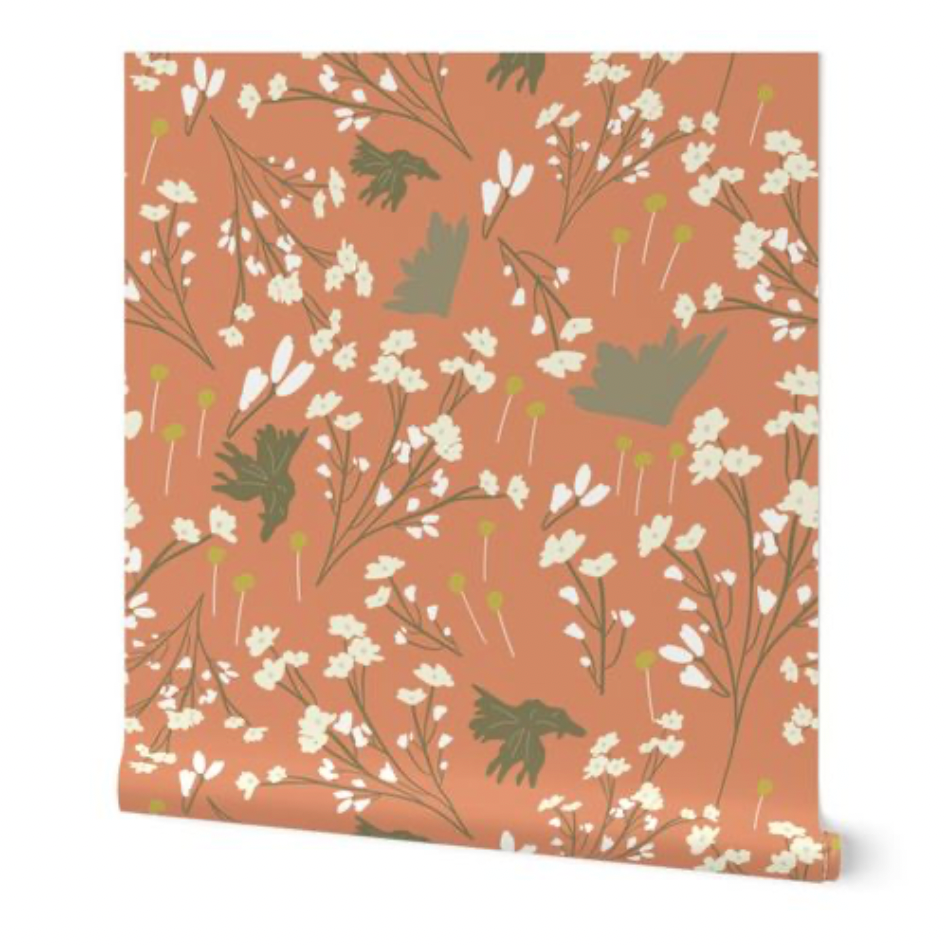 Filler Park Design 03  Peach & White Floral Wallpaper