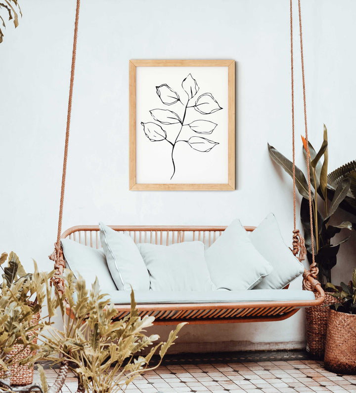 Black and White Leaves Hand Drawn Sketch - Design 22-04; Digital Download Wall Art Print