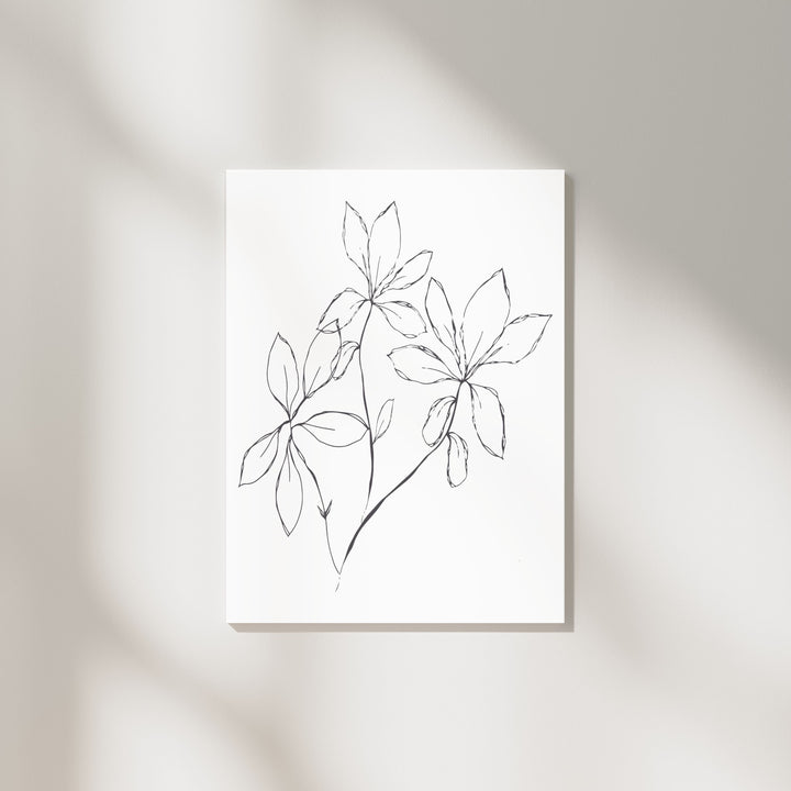 Black and White Leaves Hand Drawn Sketch - Design 22-02; Digital Download Wall Art Print