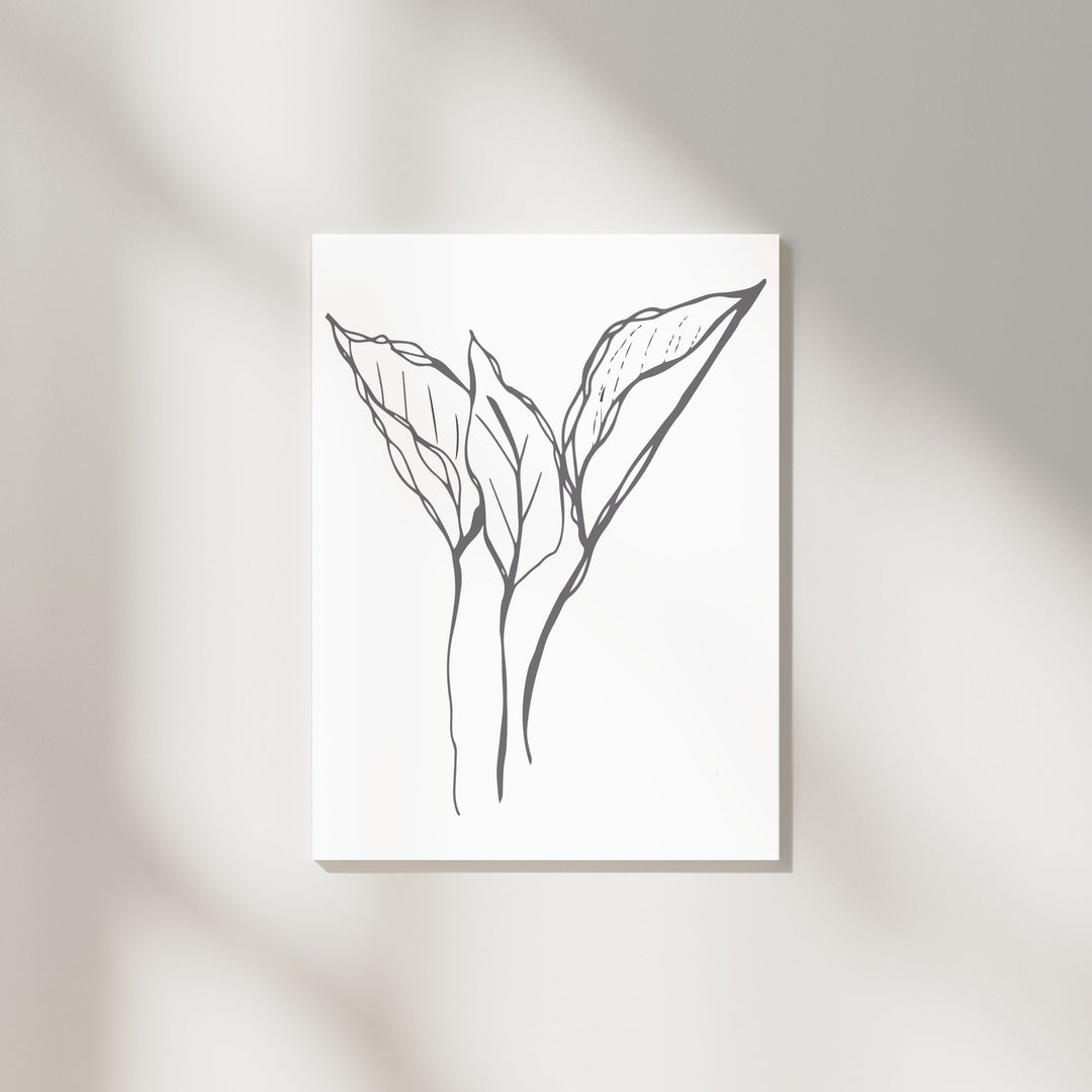 Black and White Leaves Hand Drawn Sketch - Design 22-03; Digital Download Wall Art Print