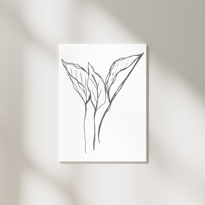 Black and White Leaves Hand Drawn Sketch - Design 22-03; Digital Download Wall Art Print