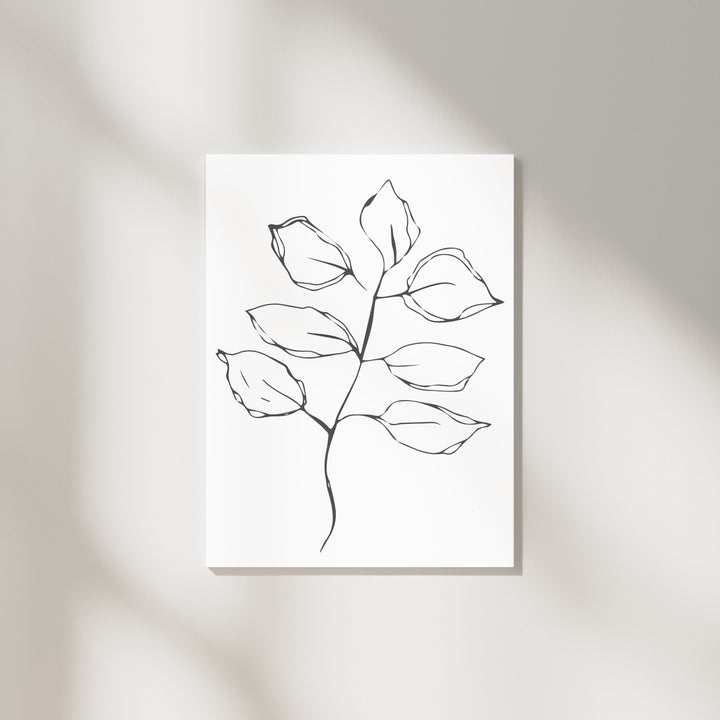 Black and White Leaves Hand Drawn Sketch - Design 22-04; Digital Download Wall Art Print