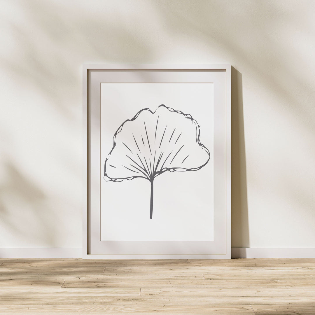 Black and White Leaf Hand Drawn Sketch #22-06; Digital Download Wall Art