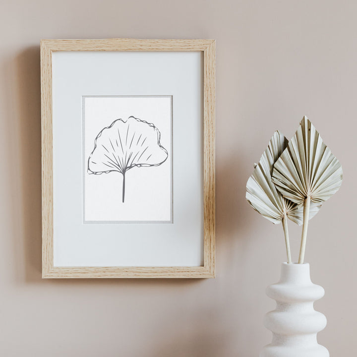 Black and White Leaf Hand Drawn Sketch #22-06; Digital Download Wall Art