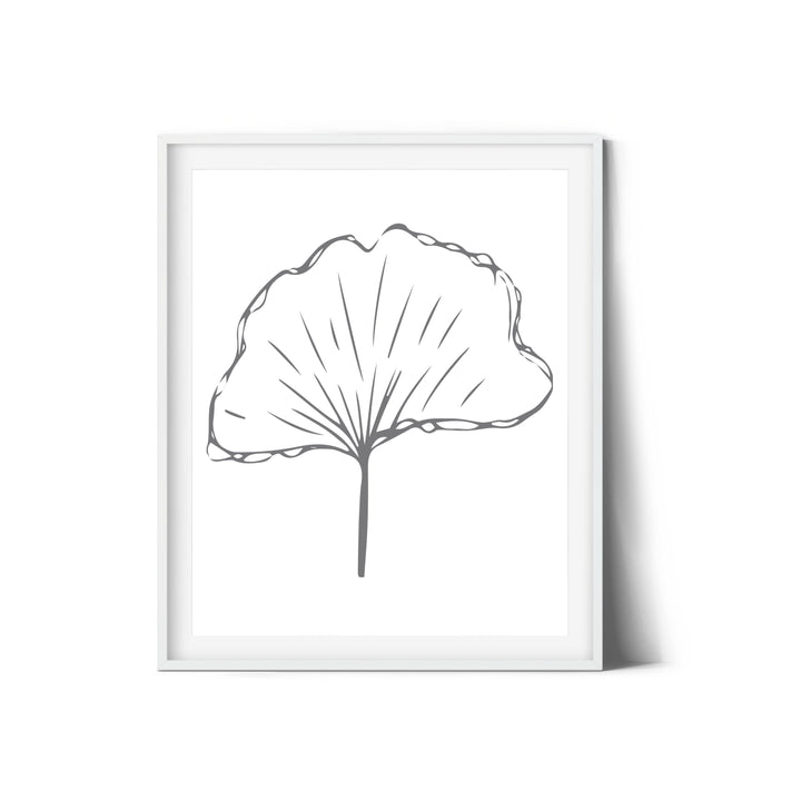 Black and White Leaf Hand Drawn Sketch #22-06; Digital Download Wall Art