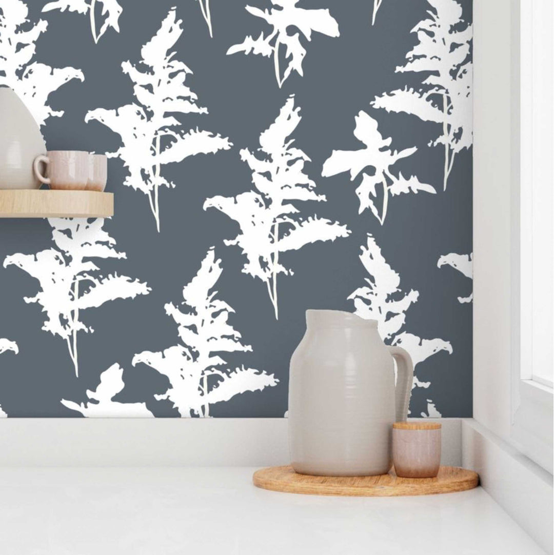 Blue and White Peel and Stick Removable Wallpaper - Madame Cola Design 01A