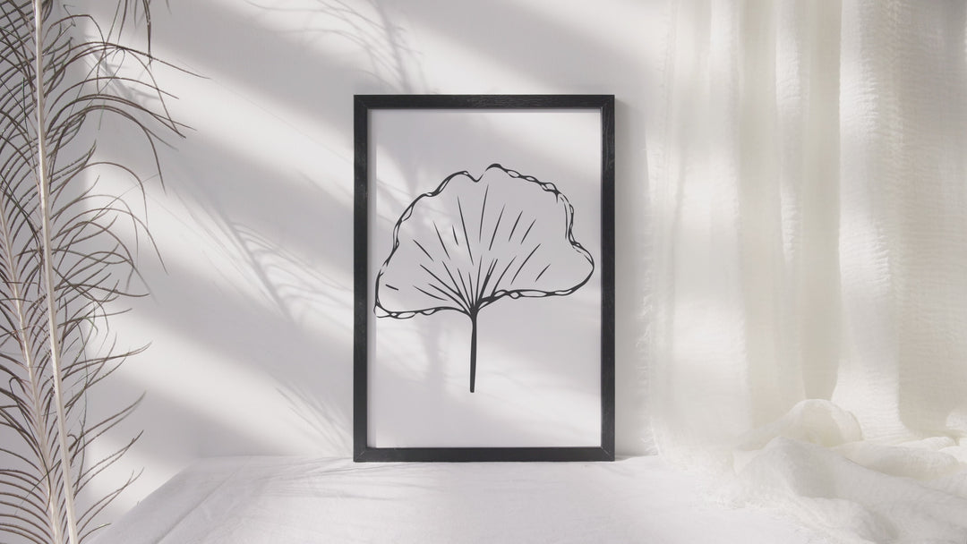 Black and White Leaf Hand Drawn Sketch #22-06; Digital Download Wall Art