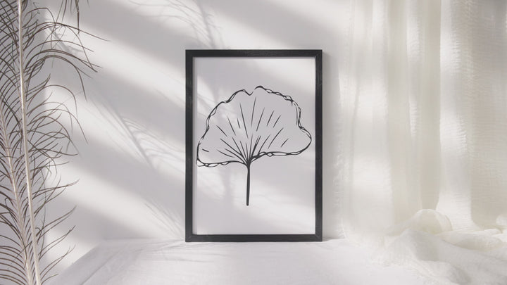Black and White Leaf Hand Drawn Sketch #22-06; Digital Download Wall Art