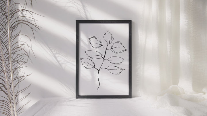 Black and White Leaves Hand Drawn Sketch - Design 22-04; Digital Download Wall Art Print