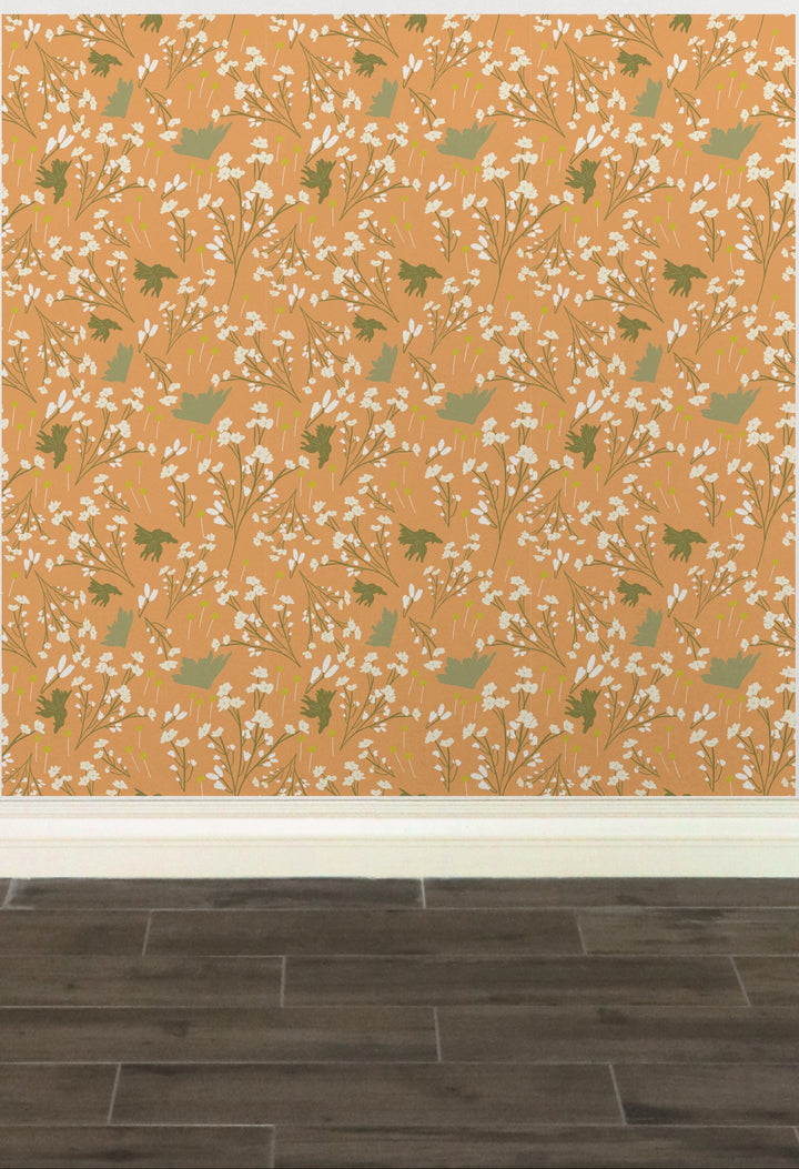 Filler Park Design 03  Peach & White Floral Wallpaper